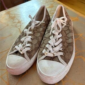 Coach Brown and White Women's Sneakers Size 8.5